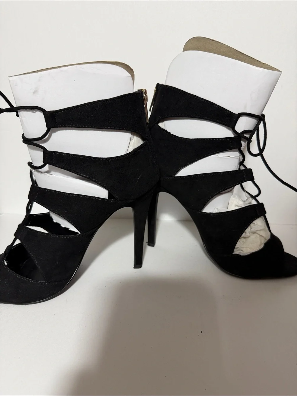 Forever 21 Black Lace-Up Strappy High Heels